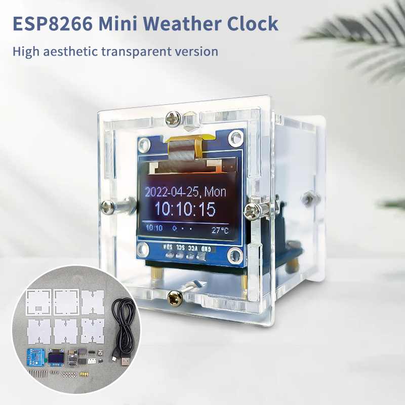 Diy Electronics For Beginners - ชุดนาฬิกาพยากรณ์อากาศขนาดเล็ก ESP8266 DIY สำหรับงานบัดกรี - ชุดฝึกหัดอิเล็กทรอนิกส์สถานีตรวจอากาศดิจิตอล