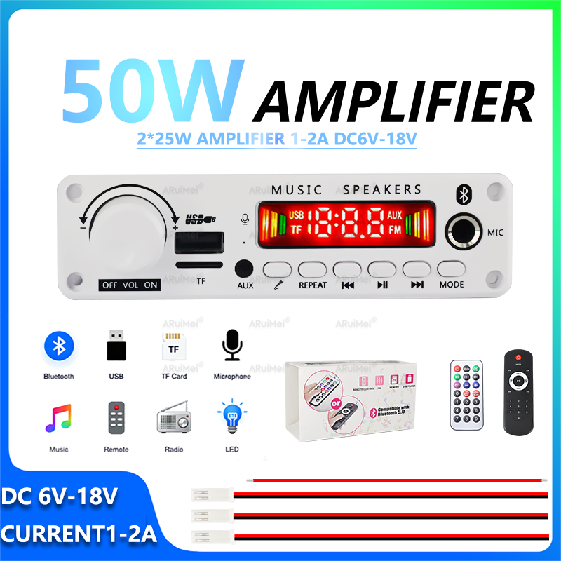 Diy Audio Electronics Kit - ชุดเครื่องขยายเสียงบลูทูธ 5.0 กำลังขับ 50 วัตต์ พร้อมรีโมท