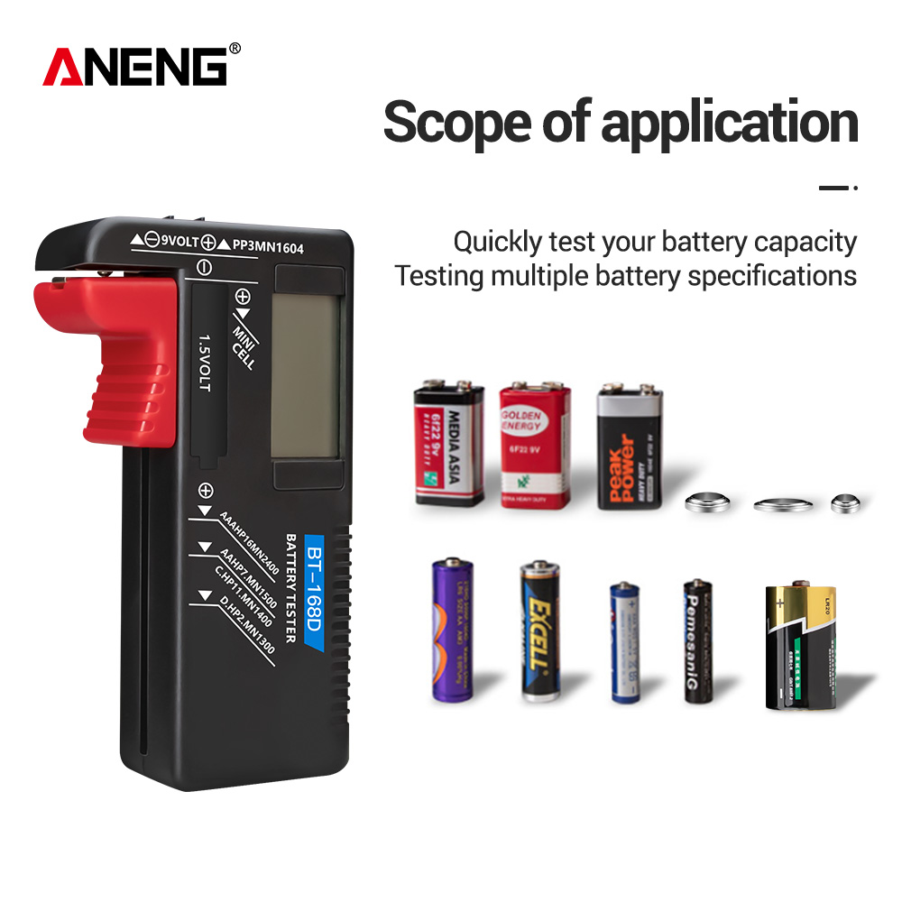 Diy Electronics Test Equipment - เครื่องทดสอบความจุแบตเตอรี่ดิจิตอล ANENG BT-168/ BT-168D อุปกรณ์ทดสอบอิเล็กทรอนิกส์ ตัวแสดงสถานะการชาร์จแบบตาราง