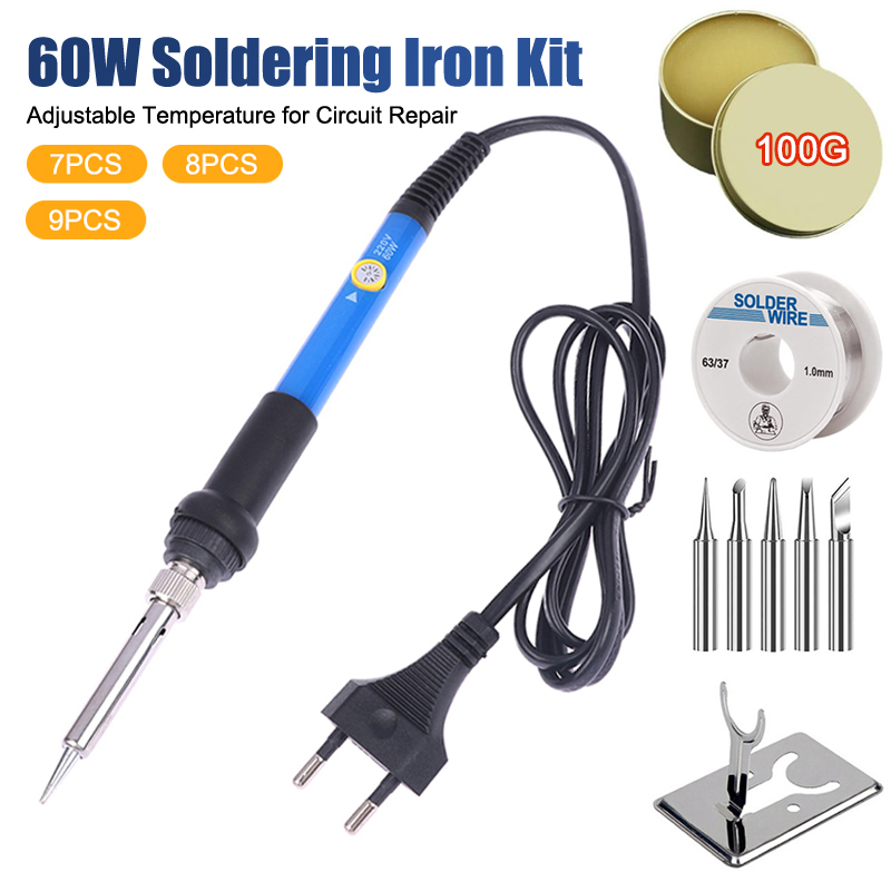 Soldering Iron Kit - ชุดหัวแร้งบัดกรีไฟฟ้าปรับอุณหภูมิได้ 220V 60W พร้อมหัวแร้งสำหรับงาน DIY ซ่อมวงจร