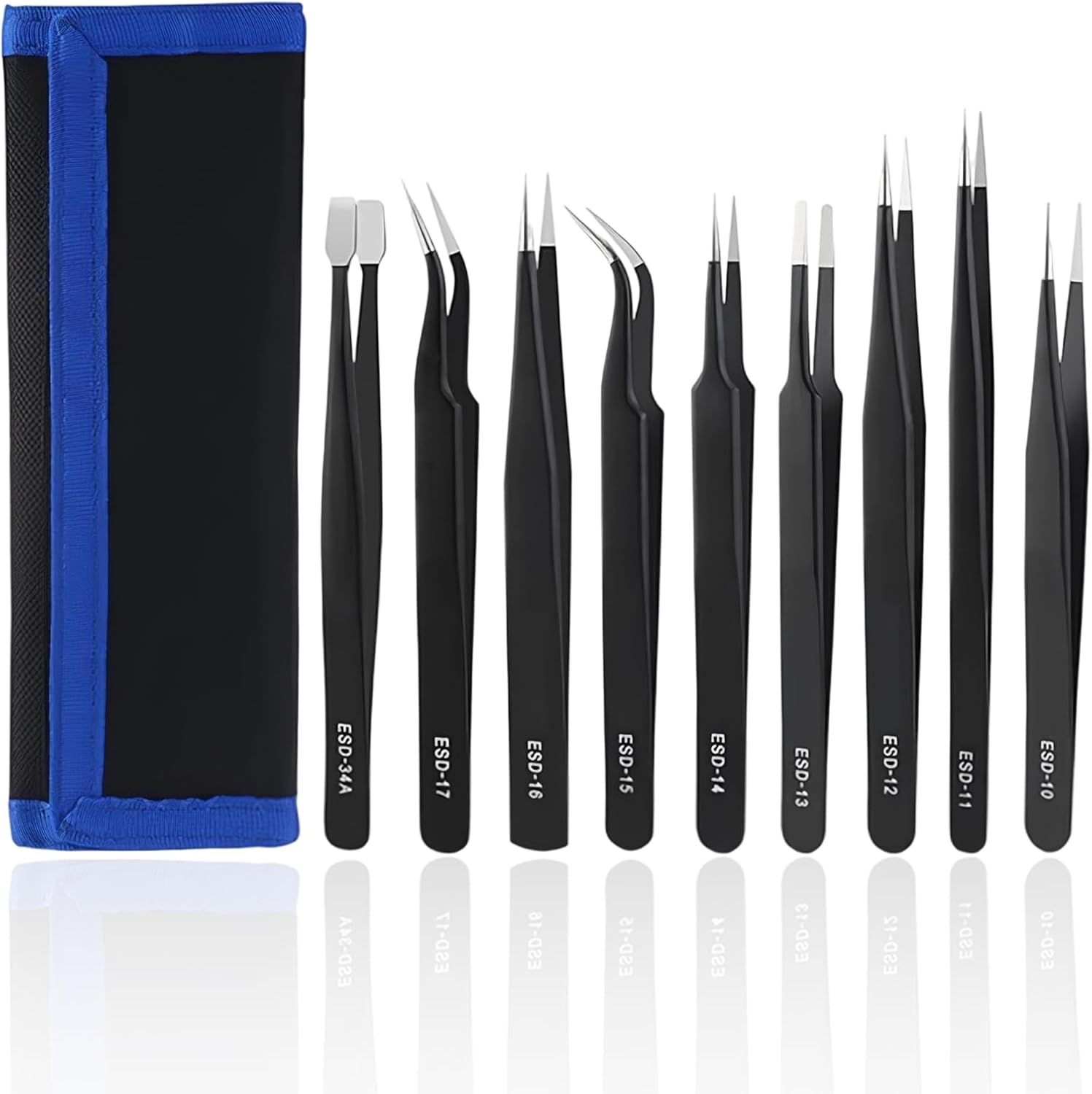 Soldering Iron Kit - ชุดแหนบป้องกันไฟฟ้าสถิตย์แบบแม่นยำ 1.5 มม. ปลายแหลม แหนบสแตนเลสทนทาน สำหรับซ่อมอุปกรณ์อิเล็กทรอนิกส์