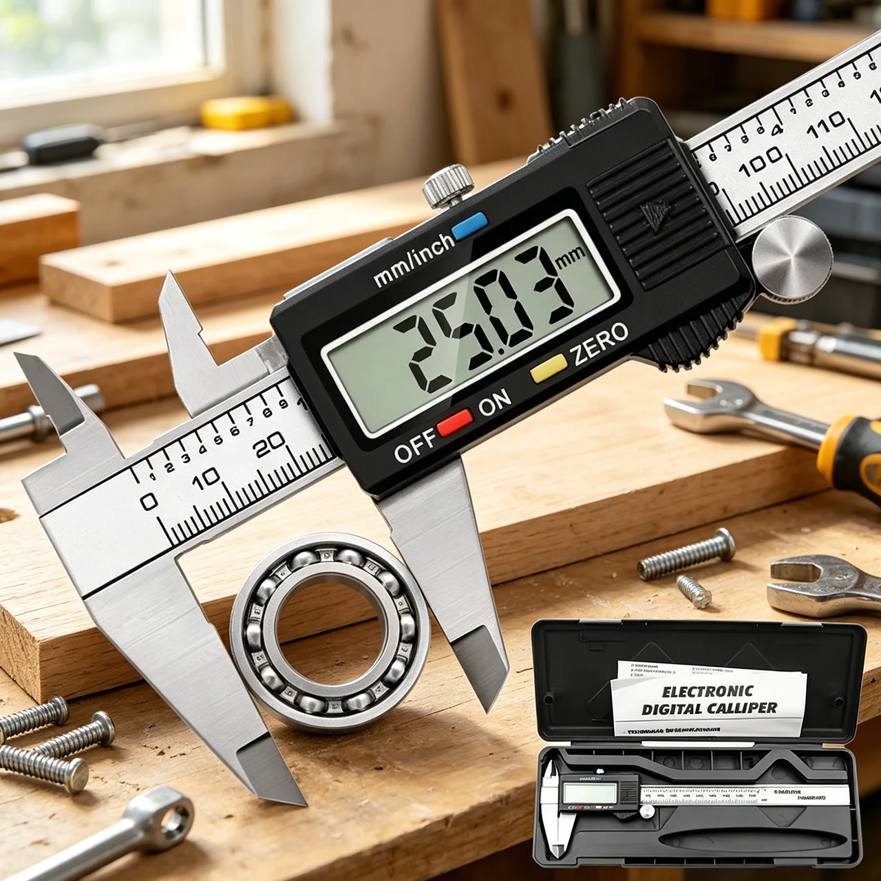 Diy Electronics Workshop - คาลิปเปอร์ดิจิตอลอิเล็กทรอนิกส์สแตนเลส 0-150 มม. - เครื่องวัดเวอร์เนียร์ความแม่นยำสูงสำหรับใช้ในบ้าน DIY