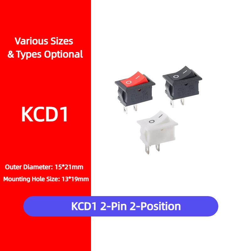 Diy Boat Electronics - สวิตช์แบบกด KCD1 2 ขา 21*15 มม.