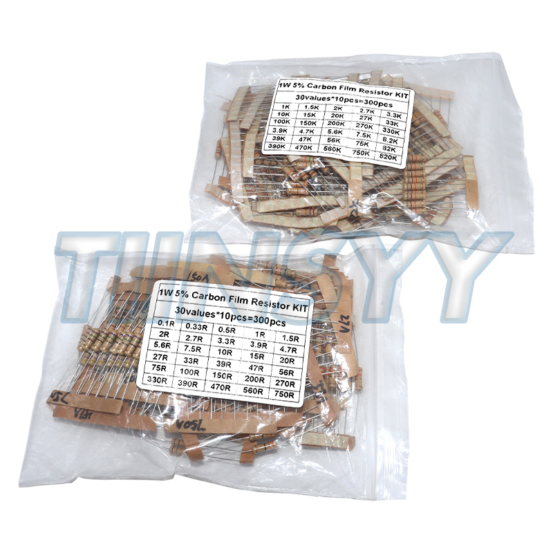 Diy Electronics For Beginners - ชุดตัวต้านทาน 300 ชิ้น 1W 5% คาร์บอนฟิล์ม