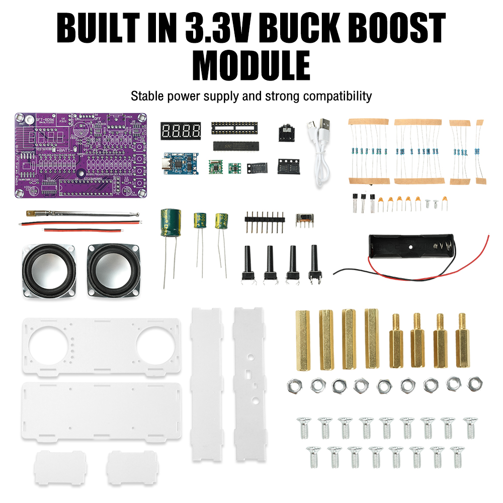 Diy Audio Electronics Kit - ชุดอุปกรณ์วิทยุ FM สองช่องสัญญาณ 87.5-108MHz - ชุดงานประดิษฐ์ดิจิทัลพร้อมจอแสดงผลดิจิทัลและอินเทอร์เฟซ