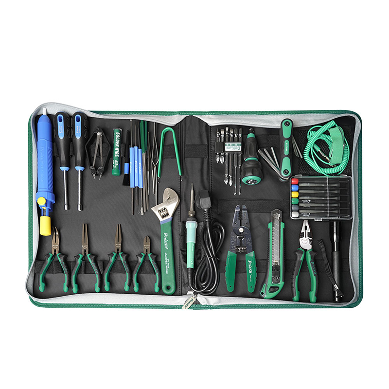 Diy Electronics Bench - 52Pcs Pro'sKit PK-2002B Home Electronics ช่างไฟฟ้าชุดซ่อมไฟฟ้าเครื่องเชื่อมเหล็กมีดยูทิลิตี้ลวด