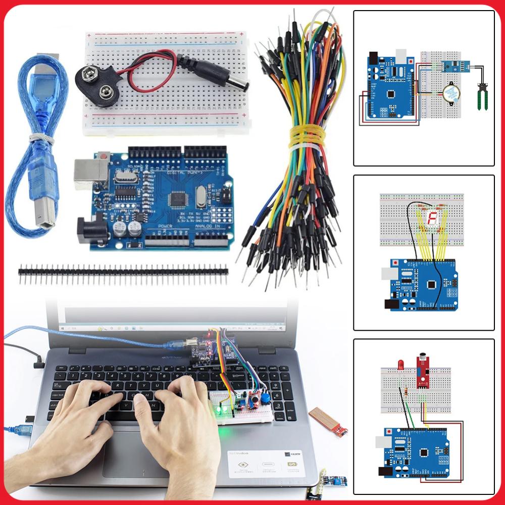 Diy Electronics Basics - ชุดเริ่มต้นพื้นฐานพร้อมบอร์ดทดลอง โมดูลเซ็นเซอร์ ตัวต้านทาน ชุดอุปกรณ์อิเล็กทรอนิกส์ DIY ชุดเริ่มต้นสำหรับ