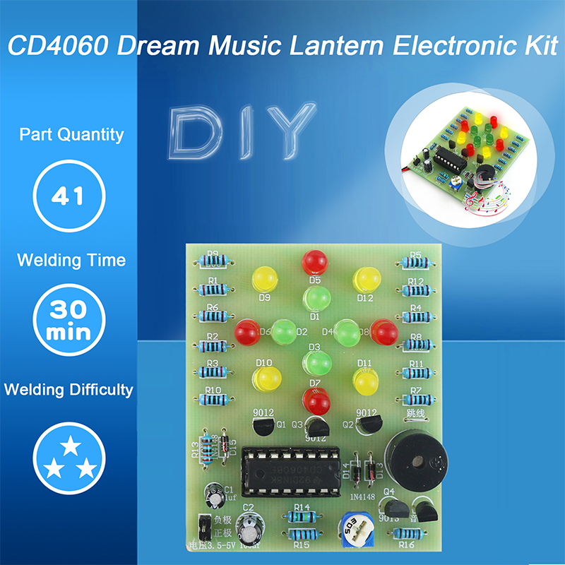 Diy Electronics Workbench - DIY ชุดอิเล็กทรอนิกส์ CD4060 Dream โคมไฟเพลงกล่อง WeldingTtraining