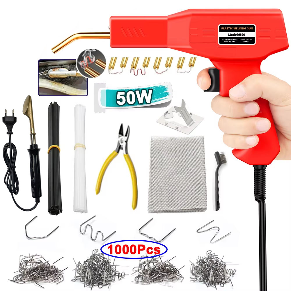 Soldering Iron Kit - 50W เครื่องเชื่อมพลาสติกชุดเครื่องเย็บกระดาษร้อนเชื่อมบัดกรีเหล็กอุปกรณ์เครื่องมือกันชนรถ Crack Dent Repair HOT