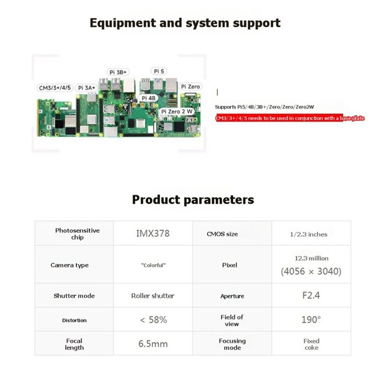 กล้อง IMX378-190 12.3MP ฟิชอาย - Raspberry Pi Zero บทวิจารณ์และราคา